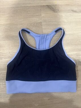 Athleta Light Blue and Navy Racerback Sports Bra - Women Size Medium